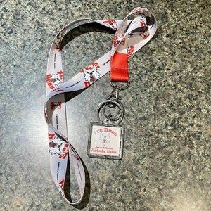 Ice Dogs Junior A Hockey Fairbanks Alaska lanyard keychain detachable white red